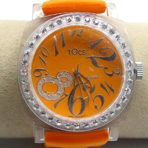 Vintage Tocs No: 40001 Water Resistant Quartz Orange Analog Men's Watch Rubber